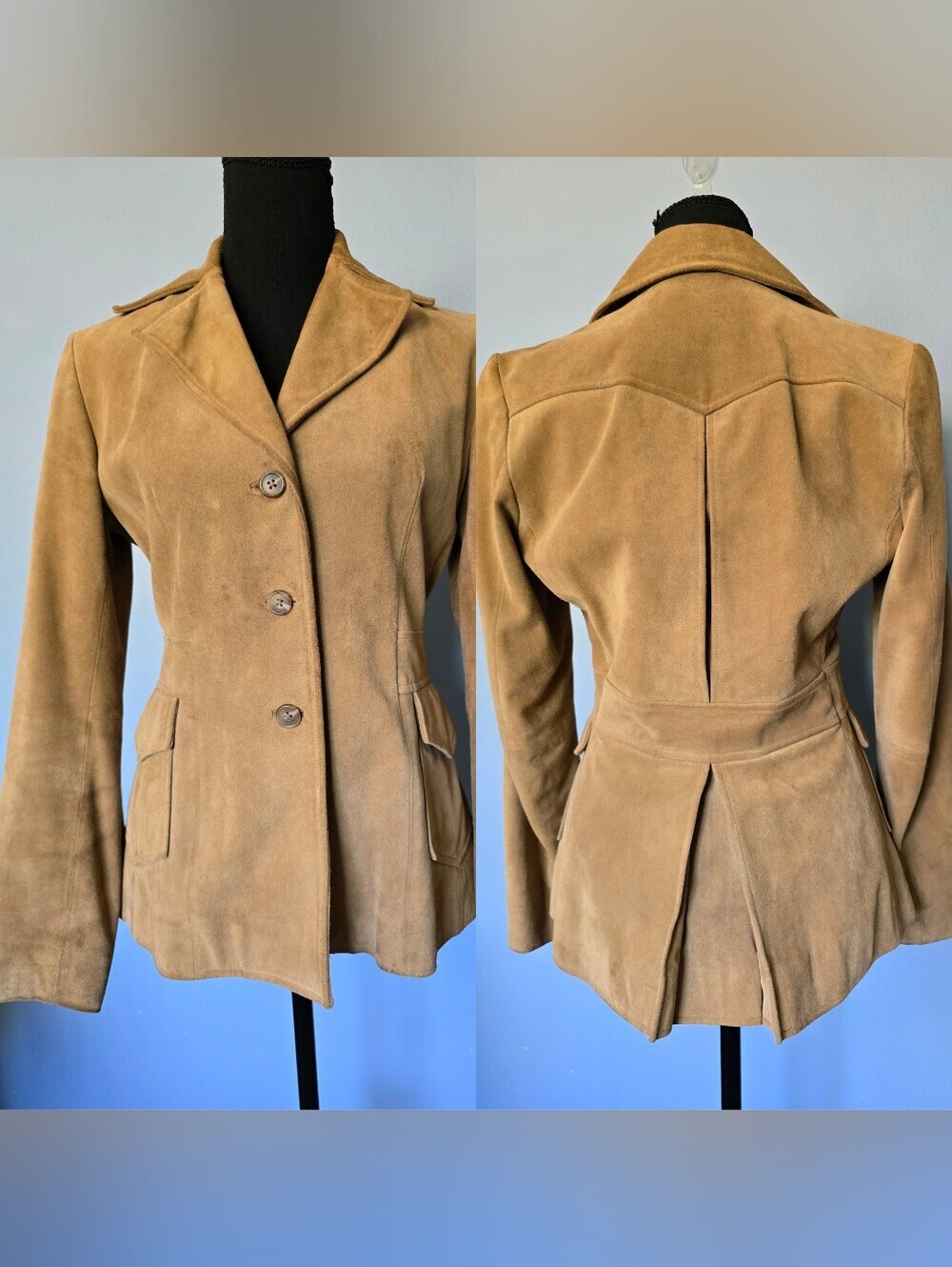 Vntg Banana Republic Suede Womens Jacket in Camel S *read